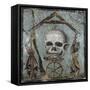 Second Style Opus Vermiculatum Mosaic on Memento Mori with Skull and Plumb-Rule, from Pompei-null-Framed Stretched Canvas