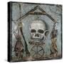 Second Style Opus Vermiculatum Mosaic on Memento Mori with Skull and Plumb-Rule, from Pompei-null-Stretched Canvas