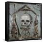 Second Style Opus Vermiculatum Mosaic on Memento Mori with Skull and Plumb-Rule, from Pompei-null-Framed Stretched Canvas