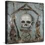 Second Style Opus Vermiculatum Mosaic on Memento Mori with Skull and Plumb-Rule, from Pompei-null-Stretched Canvas