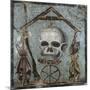 Second Style Opus Vermiculatum Mosaic on Memento Mori with Skull and Plumb-Rule, from Pompei-null-Mounted Giclee Print