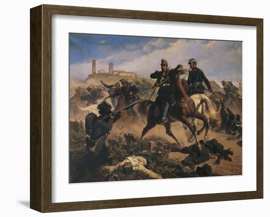 Second War of Independence, Marquis Fadini Saves General De Sonnaz's Life at Montebello-null-Framed Giclee Print