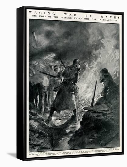 Second Wave of French Troops in German Trenches, WW1-Paul Thiriat-Framed Stretched Canvas