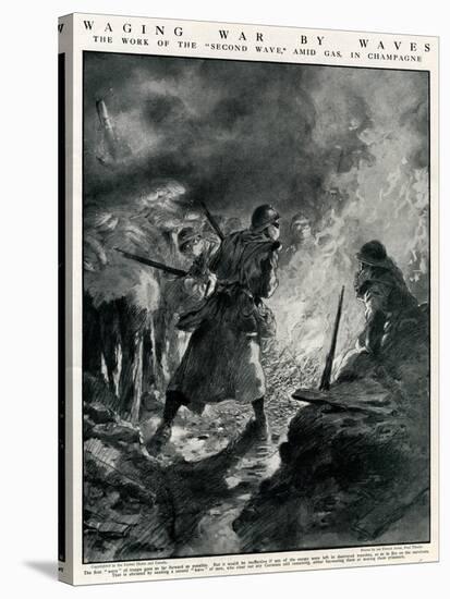 Second Wave of French Troops in German Trenches, WW1-Paul Thiriat-Stretched Canvas