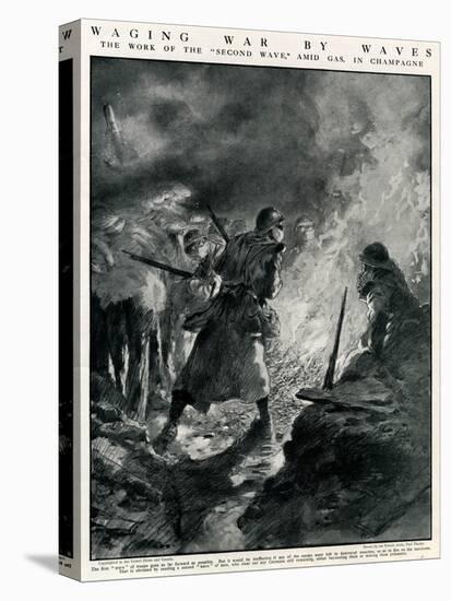 Second Wave of French Troops in German Trenches, WW1-Paul Thiriat-Stretched Canvas