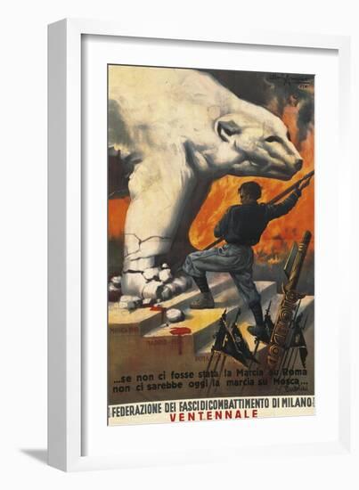 Second World War Propaganda Poster - Federation of Italian Leagues of Combat, 1942-Alberto Amorico-Framed Giclee Print