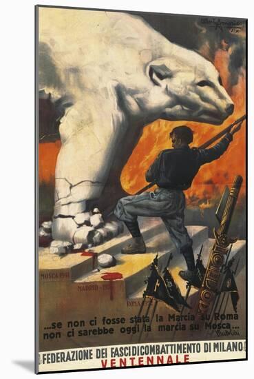 Second World War Propaganda Poster - Federation of Italian Leagues of Combat, 1942-Alberto Amorico-Mounted Giclee Print