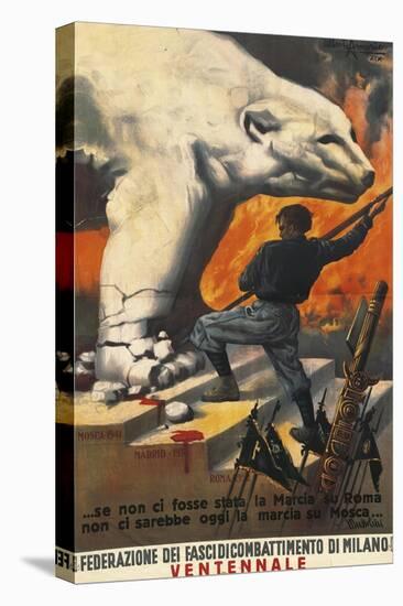 Second World War Propaganda Poster - Federation of Italian Leagues of Combat, 1942-Alberto Amorico-Stretched Canvas