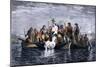 Secret Burial of Hernando de Soto at Night in the Mississippi River 1542-null-Mounted Giclee Print