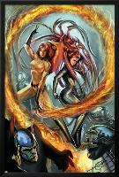Secret Invasion: Inhumans No.2 Cover: Medusa and Crystal Fighting-null-Lamina Framed Poster