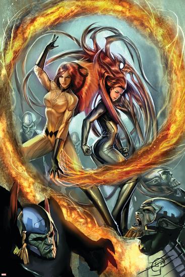 Secret Invasion: Inhumans No.2 Cover: Medusa and Crystal Fighting-null-Lamina Framed Poster