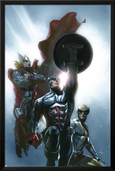 Secret Invasion No.8 Cover: Captain America, Wolverine and Thor-Gabriele DellOtto-Lamina Framed Poster