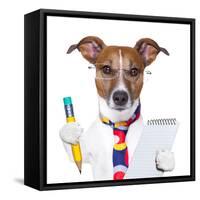 Secretary Dog-Javier Brosch-Framed Stretched Canvas