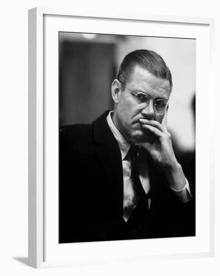 Secretary of Defense, Robert S. Mcnamara, Sitting in His Office-null-Framed Photographic Print