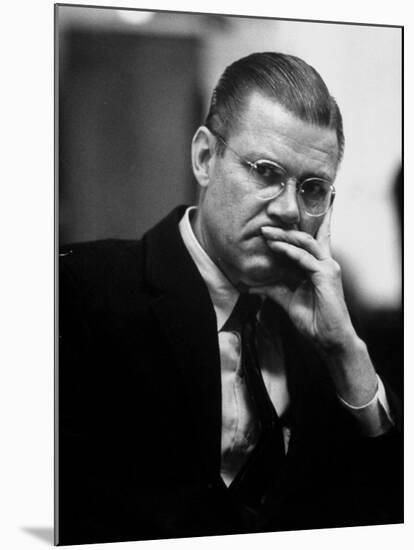 Secretary of Defense, Robert S. Mcnamara, Sitting in His Office-null-Mounted Photographic Print