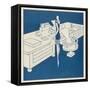 Secretary Stands Beside Her Boss Seated at a Desk Whose Size Indicates His Importance-Moller-Framed Stretched Canvas