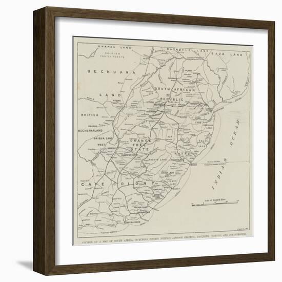 Section of a Map of South Africa-null-Framed Premium Giclee Print