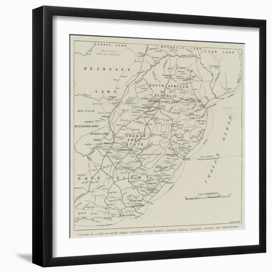 Section of a Map of South Africa-null-Framed Premium Giclee Print