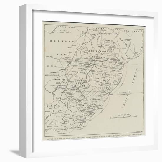 Section of a Map of South Africa-null-Framed Premium Giclee Print