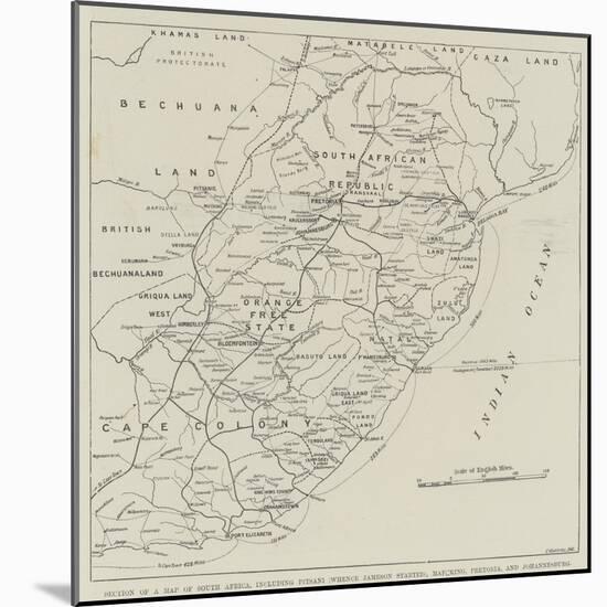 Section of a Map of South Africa-null-Mounted Premium Giclee Print