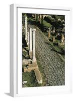 Section of Paved Roman Road with Columns, Ostia, Lazio, Italy-null-Framed Giclee Print