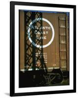 Section of Railroad Box Car W. Logo of the Atlantic Coast Line Railroad, Obscured by Shadow-Walker Evans-Framed Photographic Print