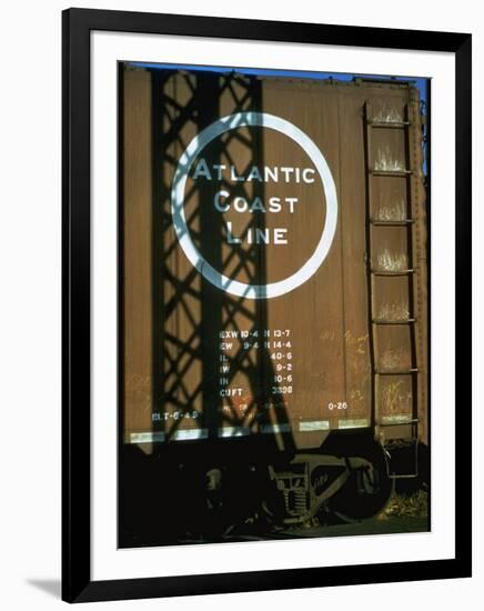 Section of Railroad Box Car W. Logo of the Atlantic Coast Line Railroad, Obscured by Shadow-Walker Evans-Framed Photographic Print