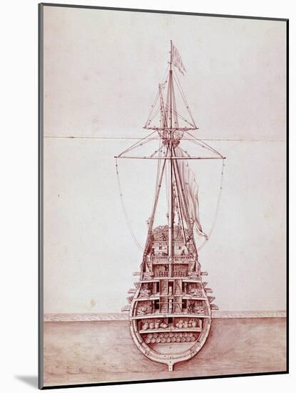 Section of Stern of Vessel Loaded with Weapons and Supplies-null-Mounted Giclee Print