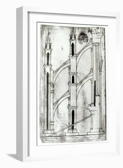 Section of the Wall and Arch of the Absidial Chapels of Reims Cathedral-Villard de Honnecourt-Framed Giclee Print