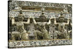 Section of the Wat Arun (Temple of the Dawn), Bangkok, Thailand, Southeast Asia, Asia-John Woodworth-Stretched Canvas