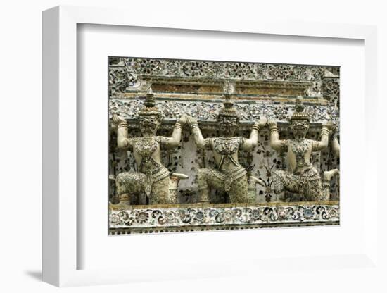 Section of the Wat Arun (Temple of the Dawn), Bangkok, Thailand, Southeast Asia, Asia-John Woodworth-Framed Photographic Print