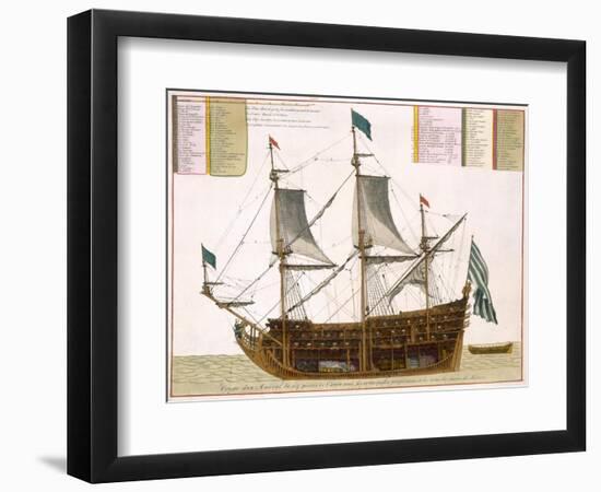Section Through a French First-Rate Ship of 104 Cannon, from 'Le Naptune Francois', C.1693-1700-Pierre Mortier-Framed Giclee Print
