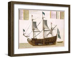 Section Through a French First-Rate Ship of 104 Cannon, from 'Le Naptune Francois', C.1693-1700-Pierre Mortier-Framed Giclee Print