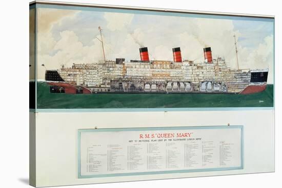 Sectional Plan of R.M.S. Queen Mary by G.Havis-null-Stretched Canvas