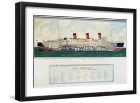 Sectional Plan of R.M.S. Queen Mary by G.Havis-null-Framed Giclee Print