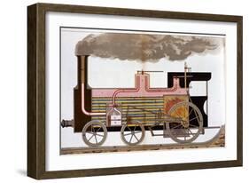 Sectional View of a Mid-19th Century Steam Railway Locomotive, 1882-null-Framed Giclee Print