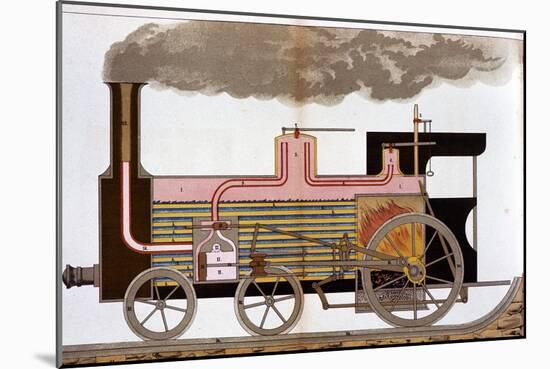 Sectional View of a Mid-19th Century Steam Railway Locomotive, 1882-null-Mounted Giclee Print