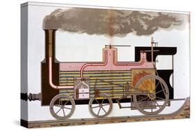 Sectional View of a Mid-19th Century Steam Railway Locomotive, 1882-null-Stretched Canvas