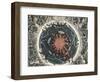 Sectional View of the Earth, Showing Central Fire and Underground Canals Linked to Oceans, 1665-null-Framed Giclee Print