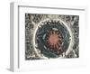 Sectional View of the Earth, Showing Central Fire and Underground Canals Linked to Oceans, 1665-null-Framed Giclee Print