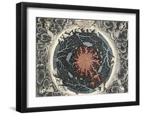 Sectional View of the Earth, Showing Central Fire and Underground Canals Linked to Oceans, 1665-null-Framed Giclee Print