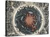 Sectional View of the Earth, Showing Central Fire and Underground Canals Linked to Oceans, 1665-null-Stretched Canvas