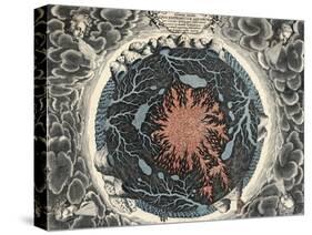 Sectional View of the Earth, Showing Central Fire and Underground Canals Linked to Oceans, 1665-null-Stretched Canvas