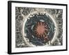 Sectional View of the Earth, Showing Central Fire and Underground Canals Linked to Oceans, 1665-null-Framed Giclee Print