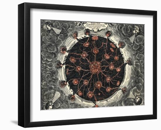 Sectional View of the Earth, Showing Central Fire and Volcanoes, 1665-null-Framed Giclee Print