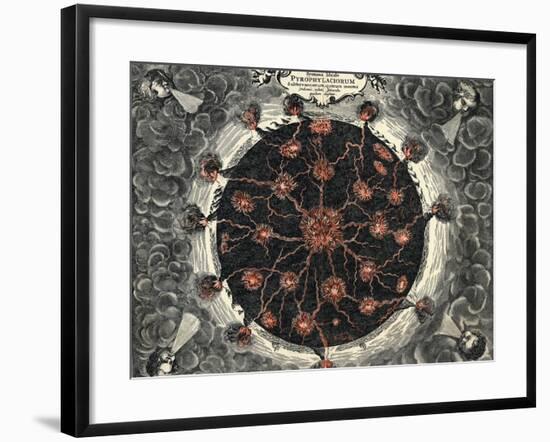 Sectional View of the Earth, Showing Central Fire and Volcanoes, 1665-null-Framed Giclee Print