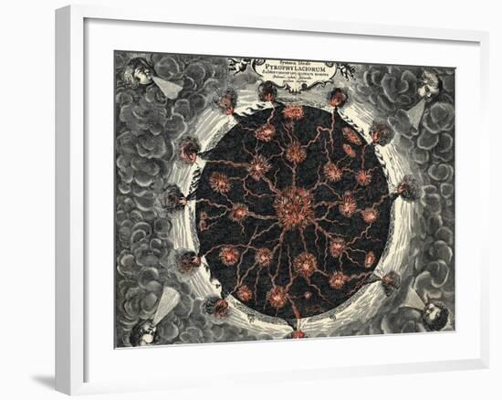 Sectional View of the Earth, Showing Central Fire and Volcanoes, 1665-null-Framed Giclee Print