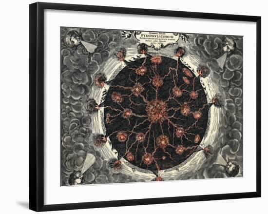 Sectional View of the Earth, Showing Central Fire and Volcanoes, 1665-null-Framed Giclee Print