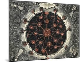 Sectional View of the Earth, Showing Central Fire and Volcanoes, 1665-null-Mounted Giclee Print