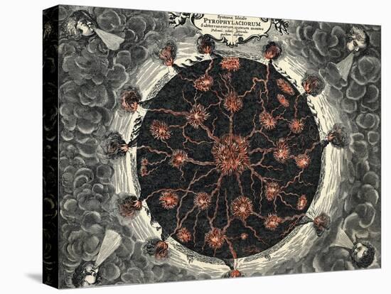 Sectional View of the Earth, Showing Central Fire and Volcanoes, 1665-null-Stretched Canvas